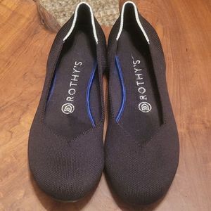 Rothy's Black solid Round Toe Ballet Flat Blue Halo shoes
